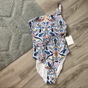 NWT Onia Swim Sienna Paisley One Shoulder